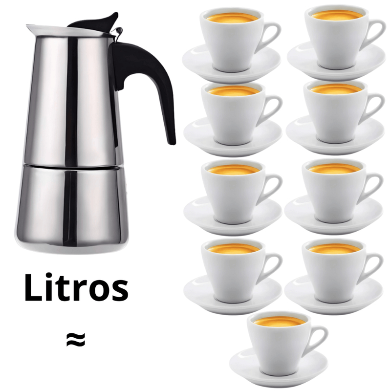 Cafeteira Italiana Inox Espresso Maker 4/6 Xícaras Fogão Gás ou Indução