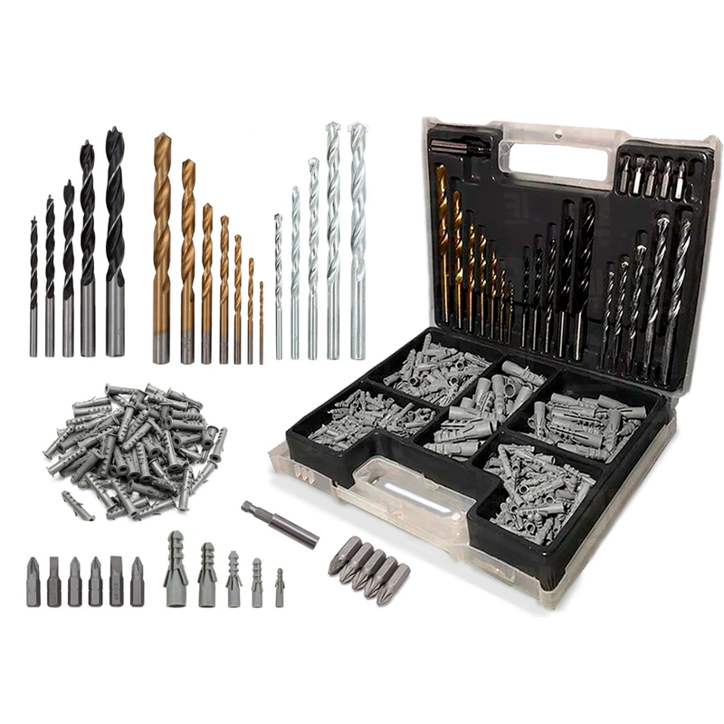 Kit Furadeira De Impacto 550w 3/8 10mm + Kit 300 Peças