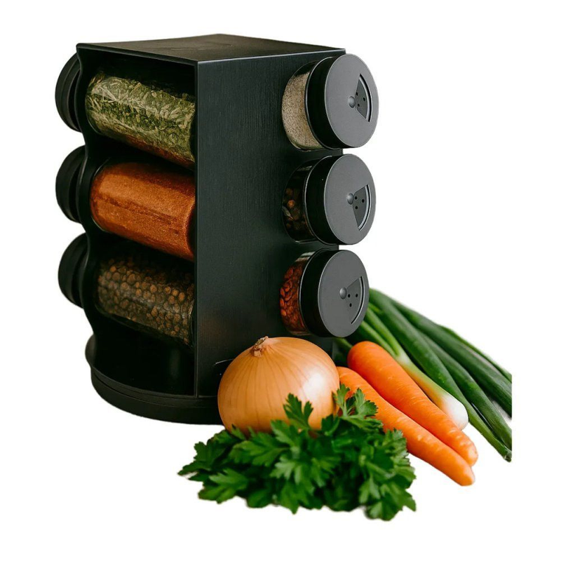 Porta Tempero 16 Potes de Condimentos 80ML Para Cozinha Bancadas Organização Rápida Inox