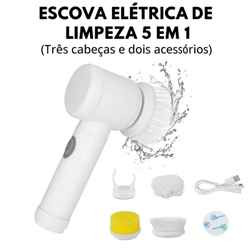 Kit escova Eletrica de Limpeza 5 em 1 Sem Fio Limpador Multiuso Pratico Para Cozinha Banheiro prático & REFIL de escova