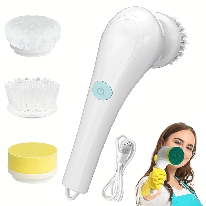 Kit escova Eletrica de Limpeza 5 em 1 Sem Fio Limpador Multiuso Pratico Para Cozinha Banheiro prático & REFIL de escova