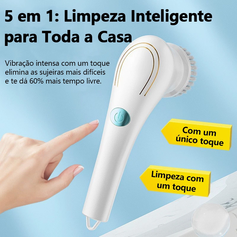 Kit escova Eletrica de Limpeza 5 em 1 Sem Fio Limpador Multiuso Pratico Para Cozinha Banheiro prático & REFIL de escova