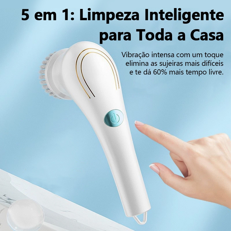 Kit escova Eletrica de Limpeza 5 em 1 Sem Fio Limpador Multiuso Pratico Para Cozinha Banheiro prático & REFIL de escova