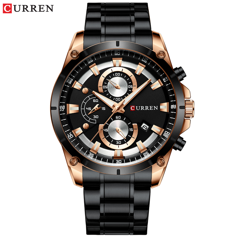 CURREN Top Luxury Brand Relógio Masculino De Aço Inoxidável Multifuncional Preto Clássico Discagem Clássica Moda Casual Empresarial Quartzo À Prova D'água Sem Caixa 8360 X