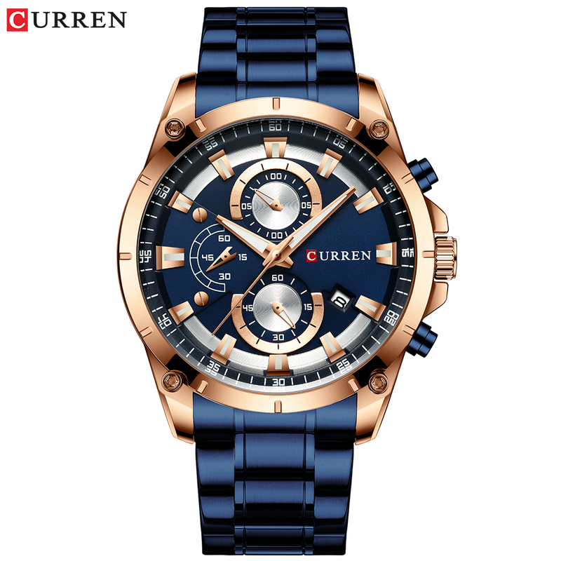 CURREN Top Luxury Brand Relógio Masculino De Aço Inoxidável Multifuncional Preto Clássico Discagem Clássica Moda Casual Empresarial Quartzo À Prova D'água Sem Caixa 8360 X