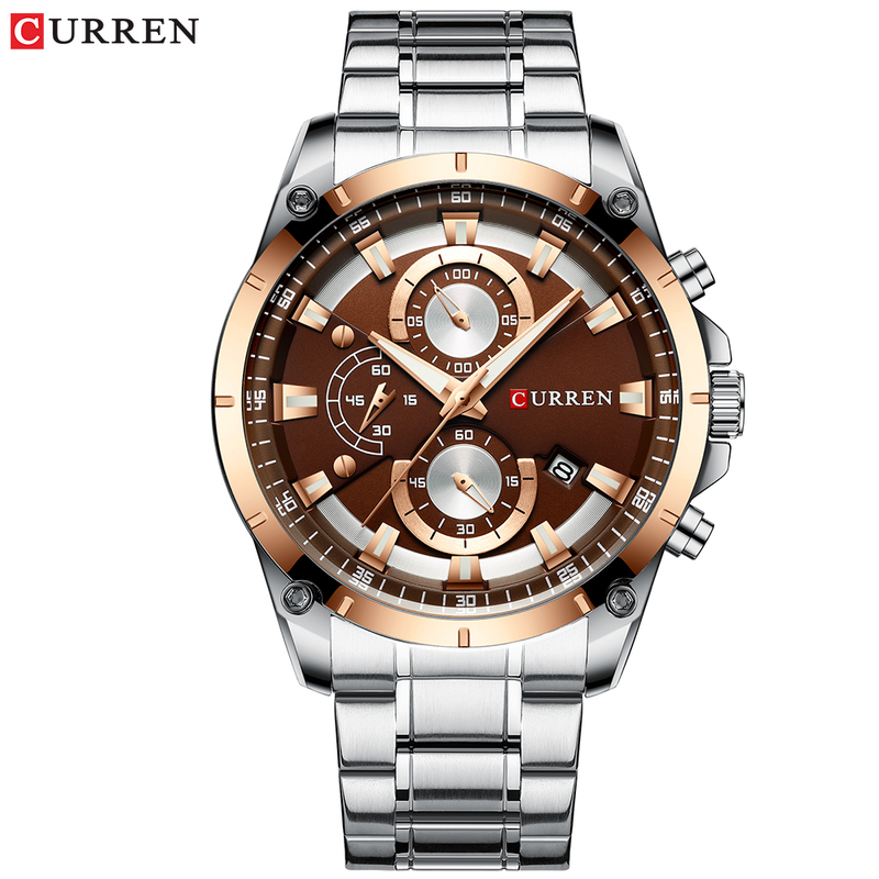 CURREN Top Luxury Brand Relógio Masculino De Aço Inoxidável Multifuncional Preto Clássico Discagem Clássica Moda Casual Empresarial Quartzo À Prova D'água Sem Caixa 8360 X