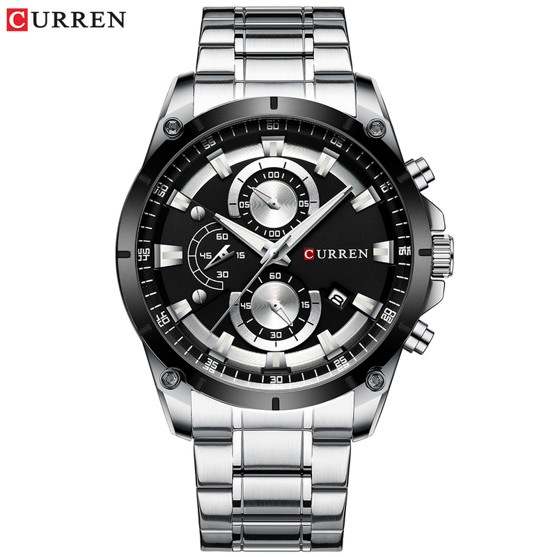 CURREN Top Luxury Brand Relógio Masculino De Aço Inoxidável Multifuncional Preto Clássico Discagem Clássica Moda Casual Empresarial Quartzo À Prova D'água Sem Caixa 8360 X