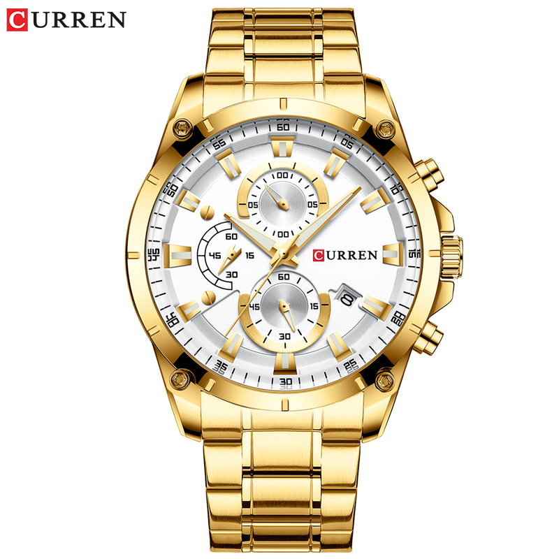 CURREN Top Luxury Brand Relógio Masculino De Aço Inoxidável Multifuncional Preto Clássico Discagem Clássica Moda Casual Empresarial Quartzo À Prova D'água Sem Caixa 8360 X