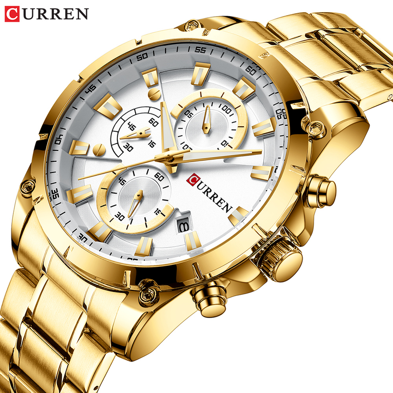 CURREN Top Luxury Brand Relógio Masculino De Aço Inoxidável Multifuncional Preto Clássico Discagem Clássica Moda Casual Empresarial Quartzo À Prova D'água Sem Caixa 8360 X