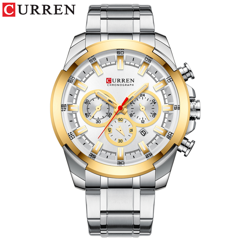 CURREN Novo Relógio Masculino De Aço Inoxidável Fashion Casual Sports Waterproof 8361X
