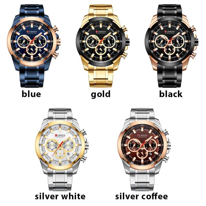 CURREN Novo Relógio Masculino De Aço Inoxidável Fashion Casual Sports Waterproof 8361X