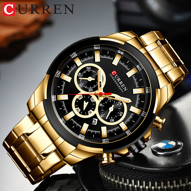 CURREN Novo Relógio Masculino De Aço Inoxidável Fashion Casual Sports Waterproof 8361X