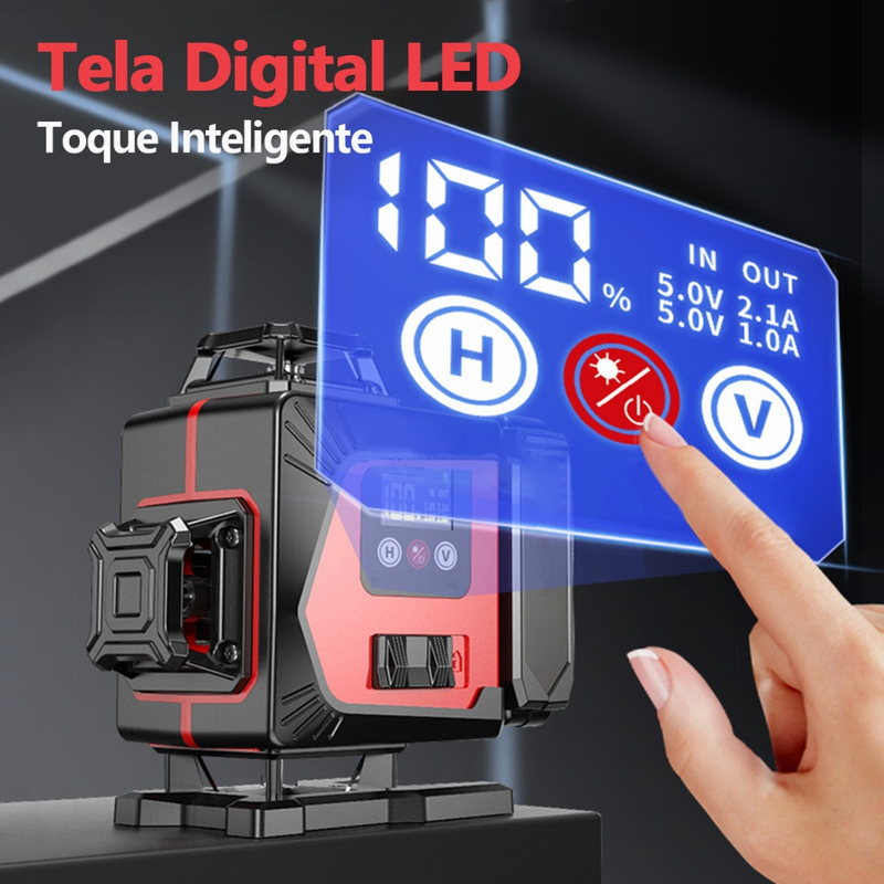 Nivel A Laser 16 Linhas Profissional Verde Nível Laser ​​PrecisãO 2 Baterias 30m Com Tripe