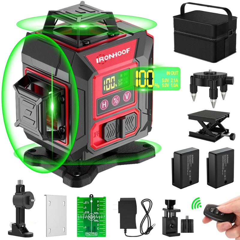 Nivel A Laser 16 Linhas Profissional Verde Nível Laser PrecisãO 2 Baterias 30m Com Tripe