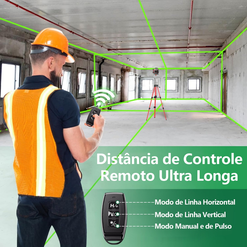 Nivel A Laser 16 Linhas Profissional Verde Nível Laser ​​PrecisãO 2 Baterias 30m Com Tripe