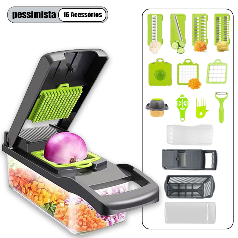 Fatiador Profissional Multifuncional De Aço Inoxidável 16 Em 1 Para Vegetais/Frutas/Legumes