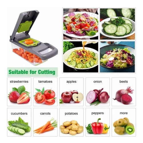 Fatiador Profissional Multifuncional De Aço Inoxidável 16 Em 1 Para Vegetais/Frutas/Legumes