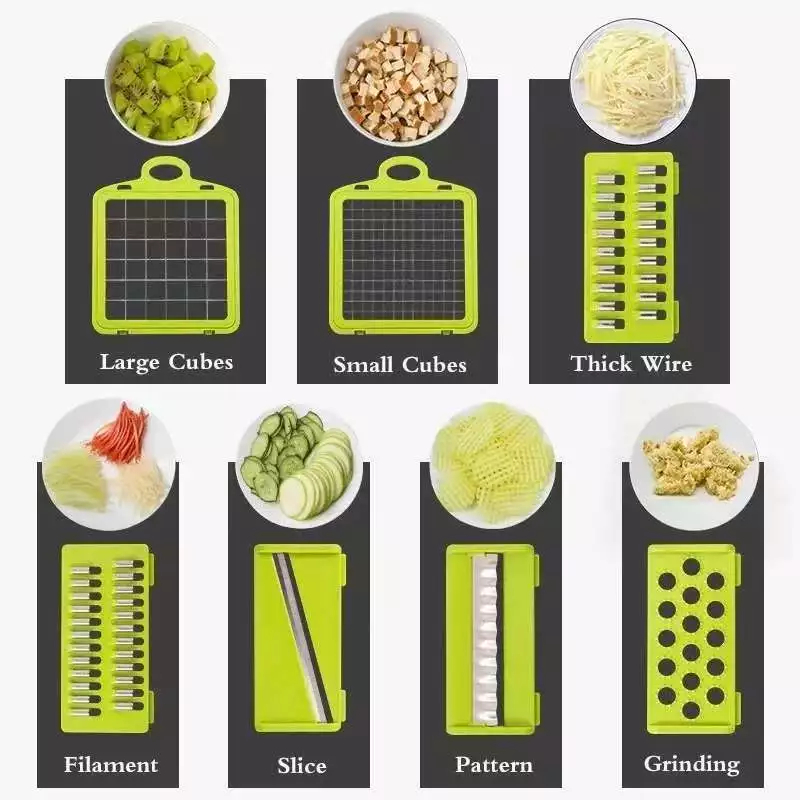 Fatiador Profissional Multifuncional De Aço Inoxidável 16 Em 1 Para Vegetais/Frutas/Legumes