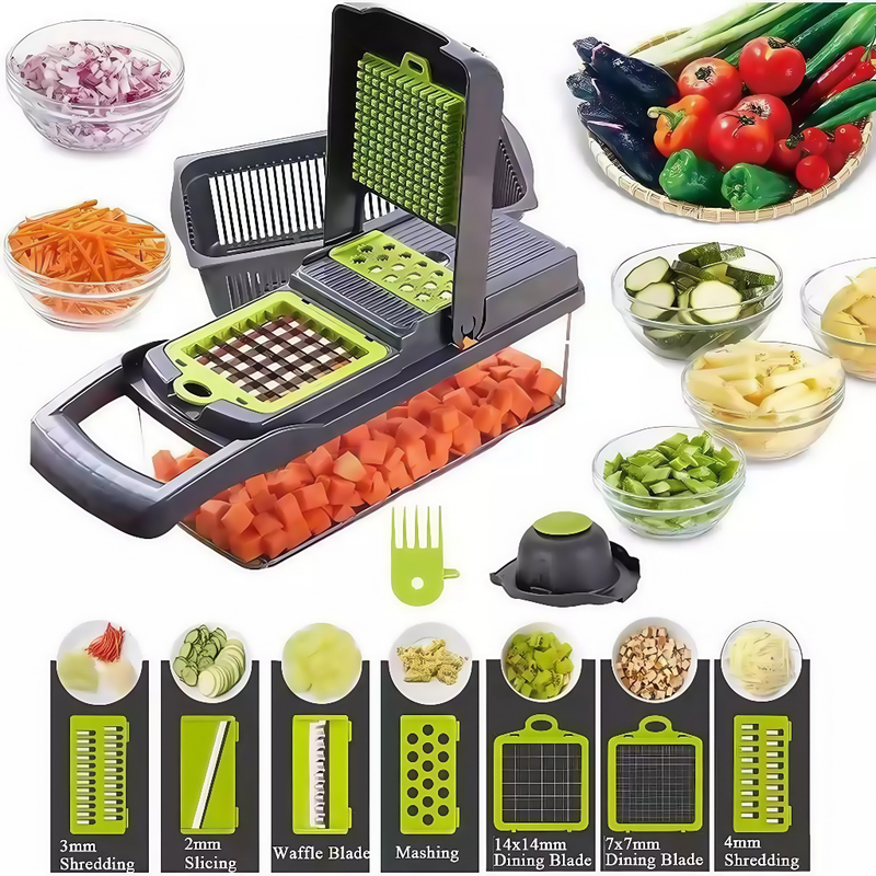 Fatiador Profissional Multifuncional De Aço Inoxidável 16 Em 1 Para Vegetais/Frutas/Legumes