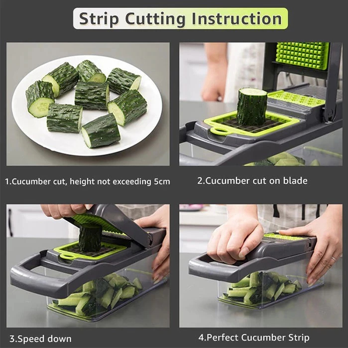 Fatiador Profissional Multifuncional De Aço Inoxidável 16 Em 1 Para Vegetais/Frutas/Legumes