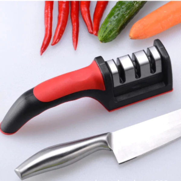 utensílios para cozinha Amolador Afiador De Facas Em Aço Inox Base Emborrachada Profissional Com 3 Afiadores Cores-Q9