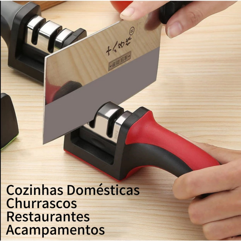 utensílios para cozinha Amolador Afiador De Facas Em Aço Inox Base Emborrachada Profissional Com 3 Afiadores Cores-Q9