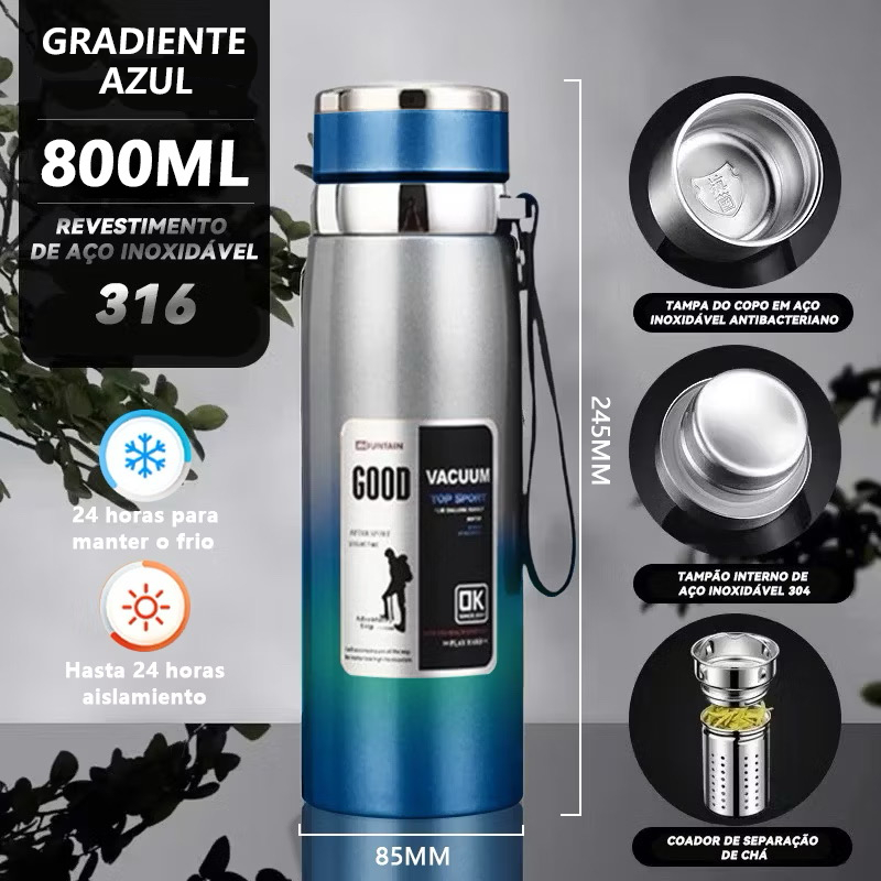 800/1000mlGarrafa térmica a vácuotrês capacidade três cores de aço inoxidável dupla
