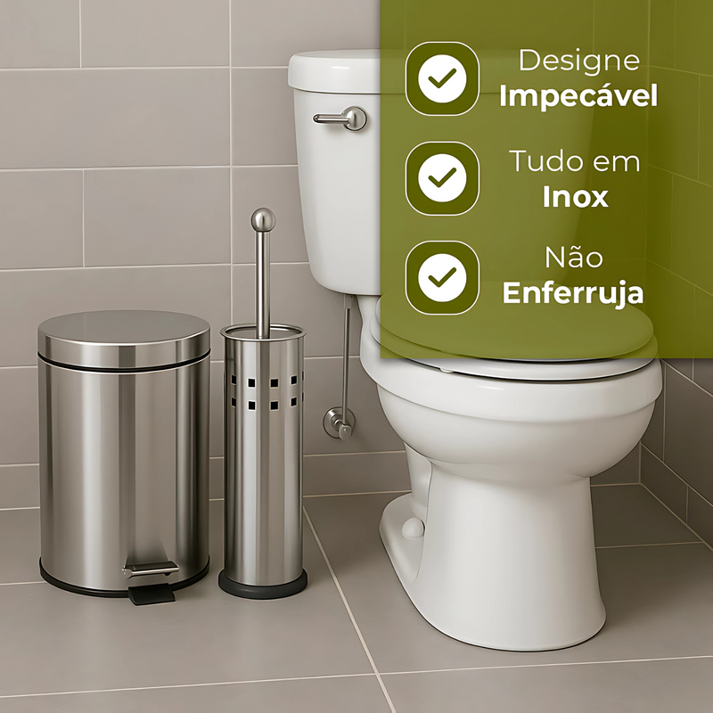 Lixeira Inox 3 Litros com Tampa e Balde Interno – Organizador Compacto para Banheiro, Cozinha e Escritório