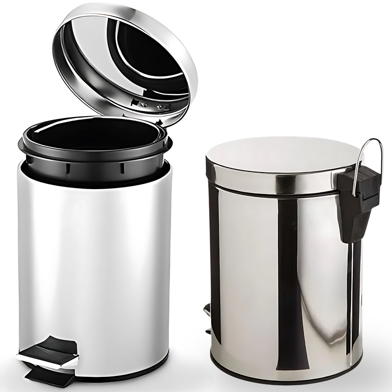 Lixeira Inox 3 Litros com Tampa e Balde Interno – Organizador Compacto para Banheiro, Cozinha e Escritório