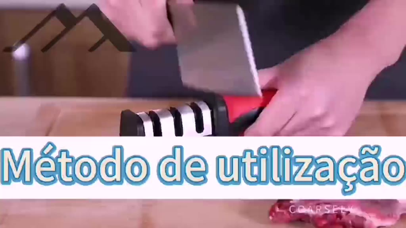 utensílios para cozinha Amolador Afiador De Facas Em Aço Inox Base Emborrachada Profissional Com 3 Afiadores Cores-Q9