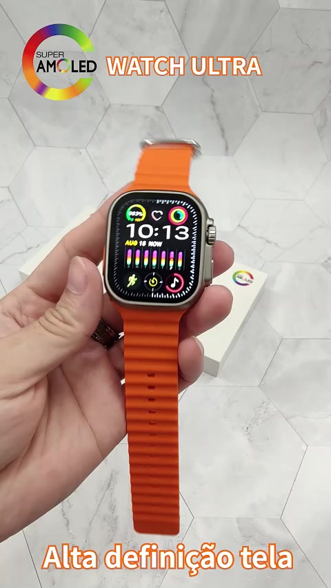 Smartwatch W69+ Plus Ultra 2024 + Pulseira + Película + Case Série10 Tela Super Amoled 2GB MicroWear