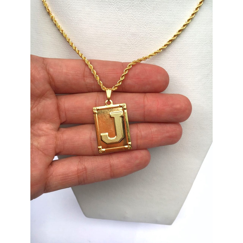 Colar Com Letra Inicial Nome Pingente Folheado Ouro 18k a-z Dourado Feminino Corrente Cordão Baiano