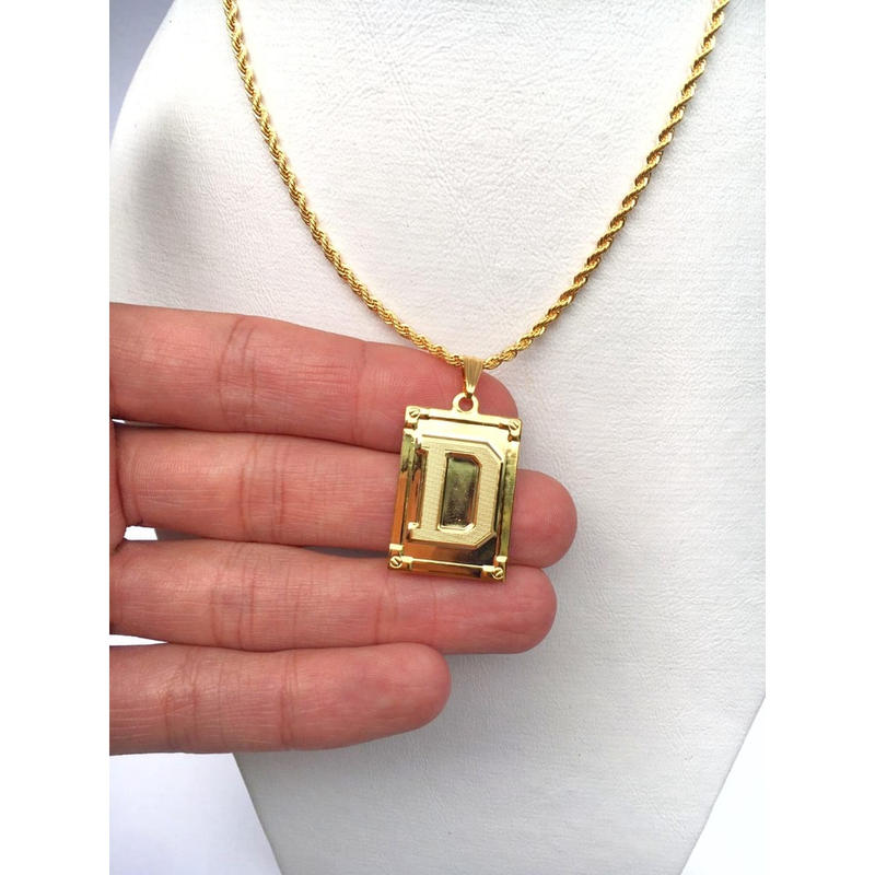 Colar Com Letra Inicial Nome Pingente Folheado Ouro 18k a-z Dourado Feminino Corrente Cordão Baiano