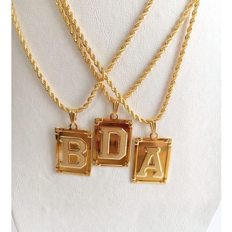 Colar Com Letra Inicial Nome Pingente Folheado Ouro 18k a-z Dourado Feminino Corrente Cordão Baiano