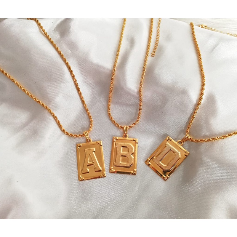 Colar Com Letra Inicial Nome Pingente Folheado Ouro 18k a-z Dourado Feminino Corrente Cordão Baiano