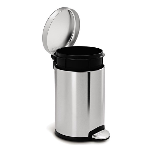 Vittak Lixeira Inox 3L 5L ou 12 Litros Cesto de Lixo Removível Balde Pedal Aço Inoxidável Redonda Multiuso