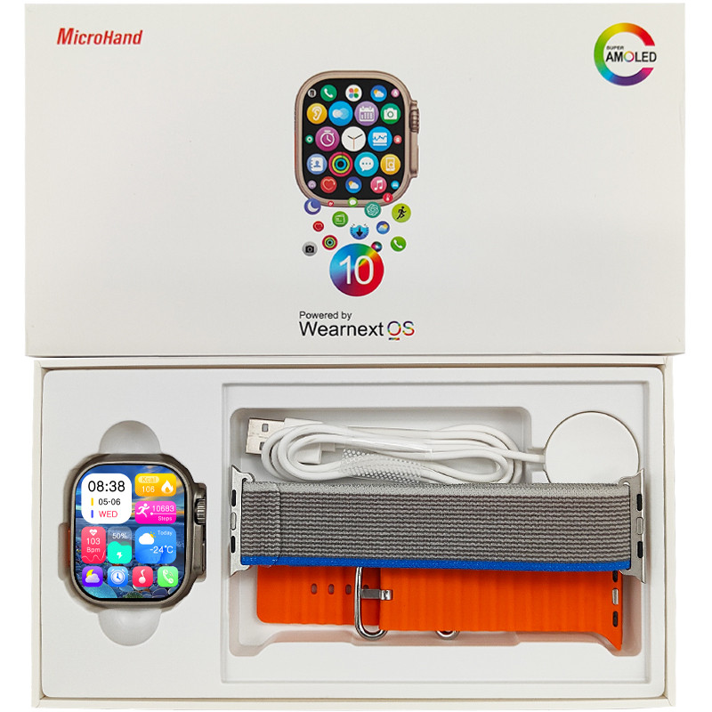 Smartwatch W69+ Plus Ultra 2024 + Pulseira + Película + Case Série10 Tela Super Amoled 2GB MicroWear