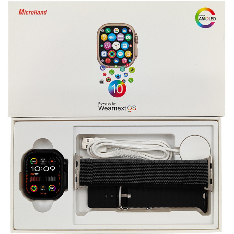 Smartwatch W69+ Plus Ultra 2024 + Pulseira + Película + Case Série10 Tela Super Amoled 2GB MicroWear