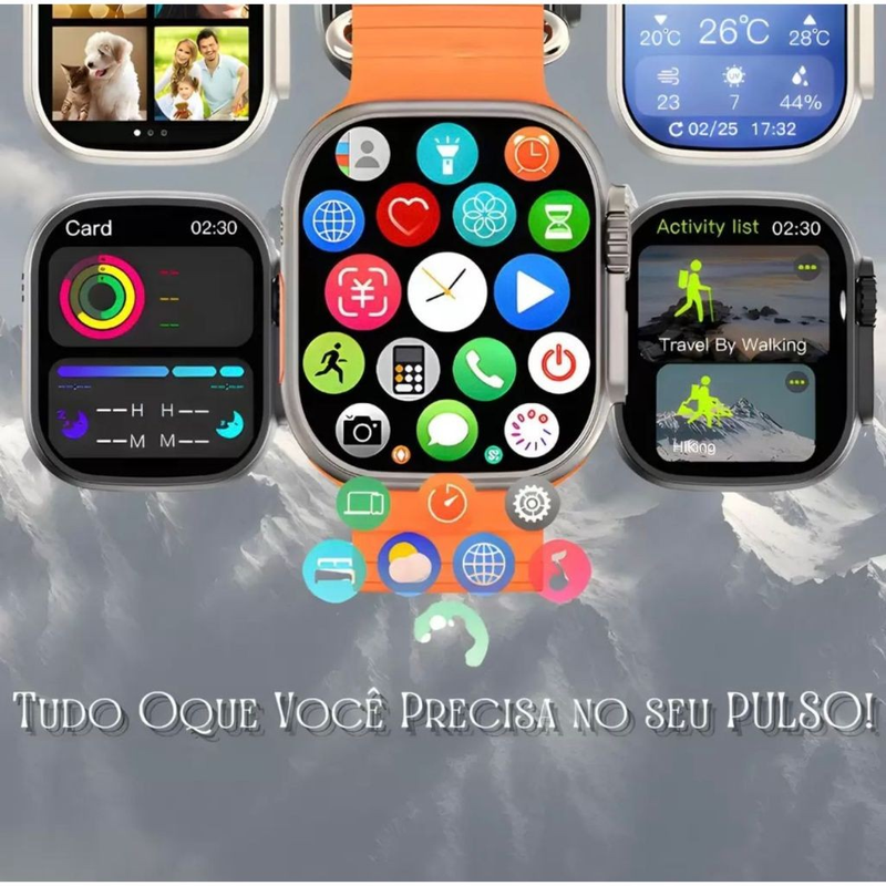 Smartwatch W69+ Plus Ultra 2024 + Pulseira + Película + Case Série10 Tela Super Amoled 2GB MicroWear