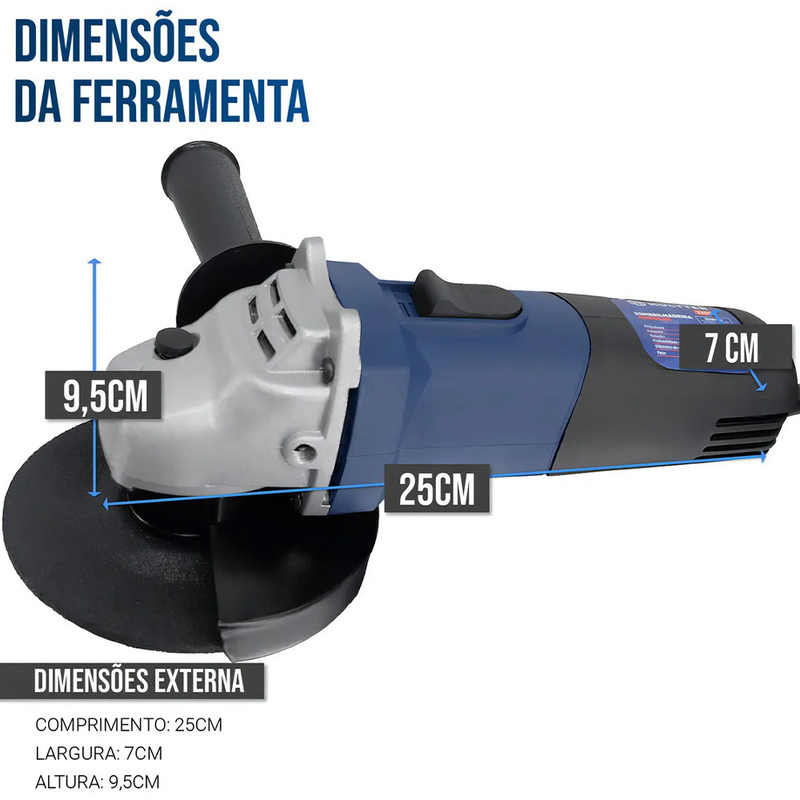 Lixadeira Angular Profissional 800-2200W - RPM 13000-6600 110V/220V Industrial