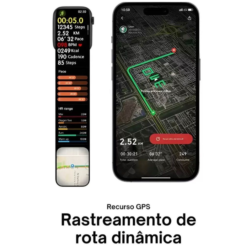 Smartwatch W69+ Plus Ultra 2024 + Pulseira + Película + Case Série10 Tela Super Amoled 2GB MicroWear