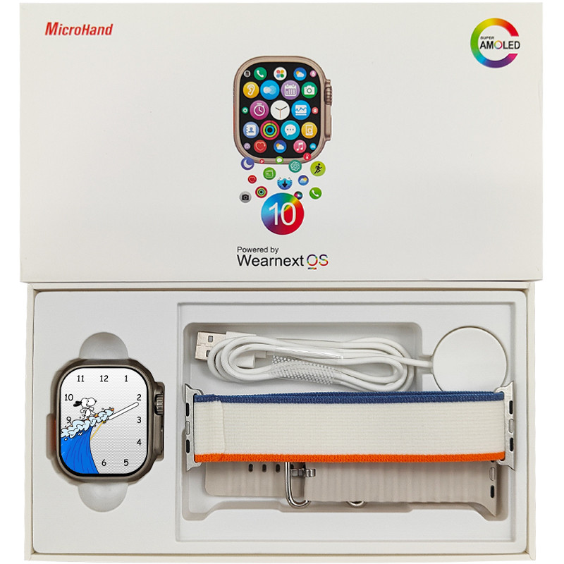 Smartwatch W69+ Plus Ultra 2024 + Pulseira + Película + Case Série10 Tela Super Amoled 2GB MicroWear
