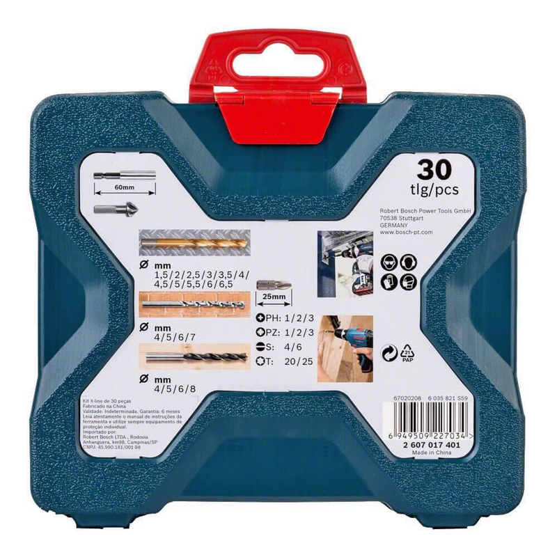 Furadeira Industrial Impacto 3/8 Reversão 450W GSB 450RE + Estojo 30 Peças X-Line BOSCH 110V