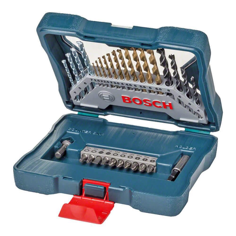 Furadeira Industrial Impacto 3/8 Reversão 450W GSB 450RE + Estojo 30 Peças X-Line BOSCH 110V