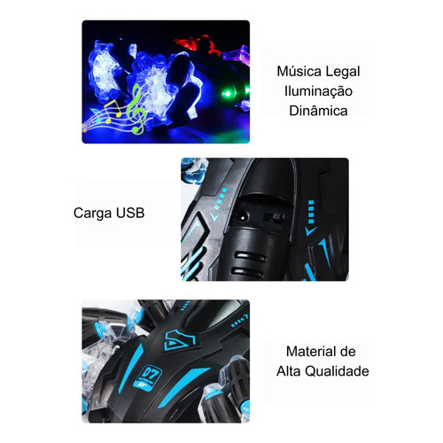 Carrinho Controle Remoto Maluco Sensor De Mão Recarregável Gira 360