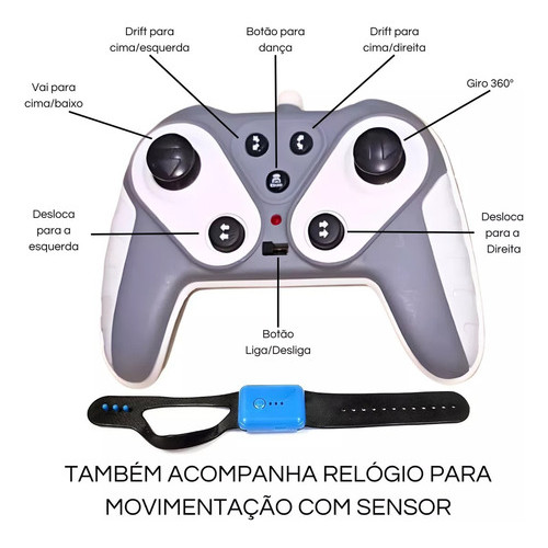 Carrinho Controle Remoto Maluco Sensor De Mão Recarregável Gira 360