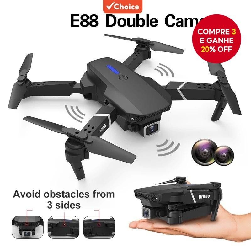 Drone E88 Pro HD com Câmera Dupla, Posicionamento WiFi FPV e Modo de Manutenção de Altura, Quadcopter RC Profissional.