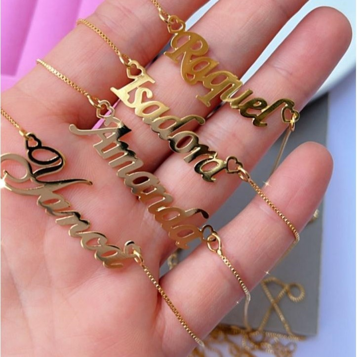Colar Personalizado com Nome Banhado a Ouro 18K Hipoalergênico – Presente Elegante