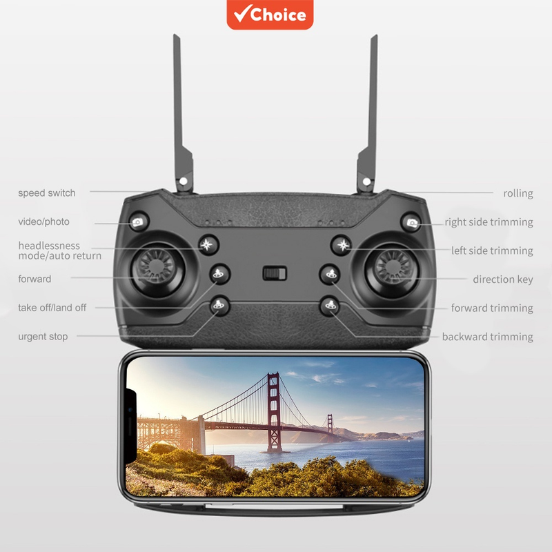 Drone E88 Pro HD com Câmera Dupla, Posicionamento WiFi FPV e Modo de Manutenção de Altura, Quadcopter RC Profissional.